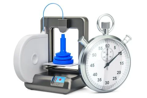 Fast printing on 3D printer concept, 3D rendering Stock Illustration