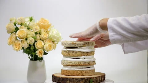 Fast process of making rustic cake Stock Footage 150166437