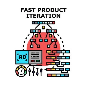 Fast product iteration development and testing process Illustrazione stock