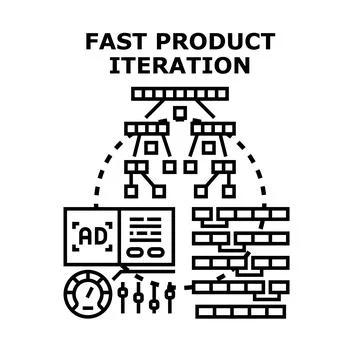 Fast product iteration development and testing process Stock Illustration