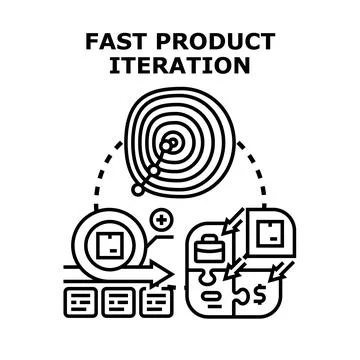 Fast product iteration development strategy concept Stock Illustration