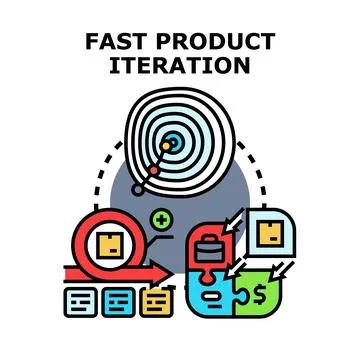 Fast product iteration development strategy concept Stock Illustration