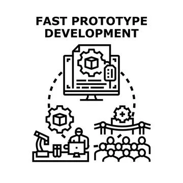 Fast prototype development process illustrating innovation and engineering Stock Illustration