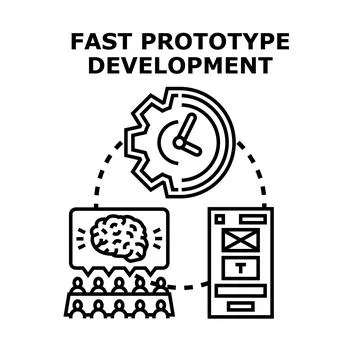 Fast prototype development process timeline and ideas Stock Illustration