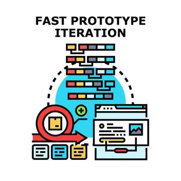 Fast prototype iteration process developing user experience Stock Illustration
