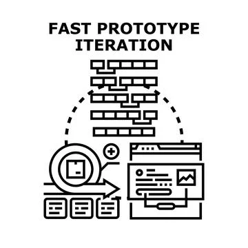 Fast prototype iteration process developing user experience Stock Illustration
