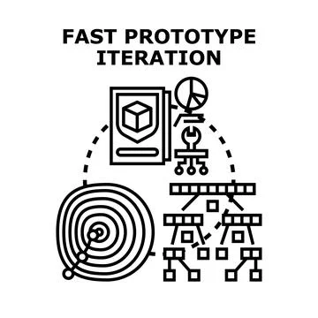 Fast prototype iteration process engineering development Stock Illustration