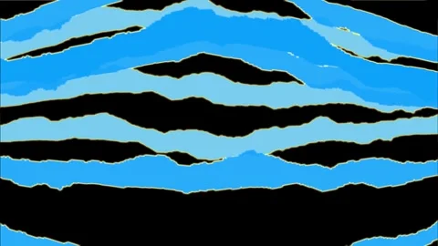 Fast Psychedelic Blue Organic Wave Stripes on Black Background in Seamless 3D Stock Footage 339109132