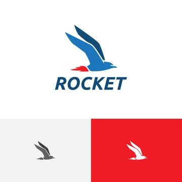 Fast Quick Rocket Seagull Bird Fly Transportation Delivery Logo Stock Illustration