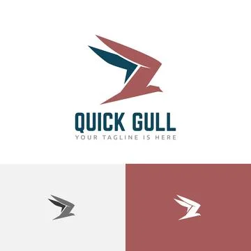 Fast Quick Seagull Bird Fly Transportation Delivery Travel Logo Stock Illustration