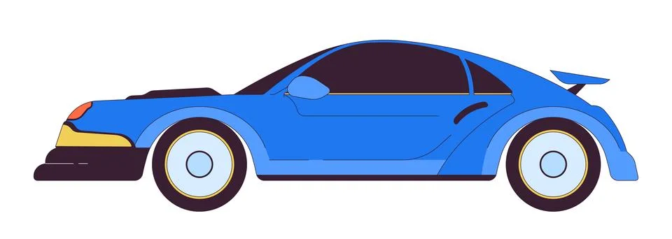 Fast racing car 2D linear cartoon object 스톡 일러스트