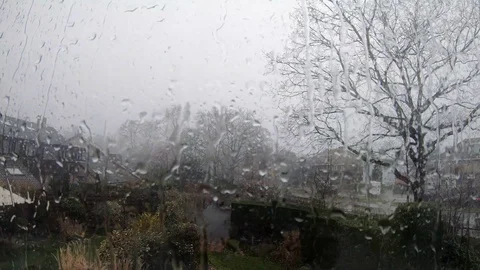 Fast rain on the window with audio Stock Footage 104431089