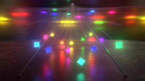 Fast Rainbow Glow Lights Pendulum Waves Moving Spectrum Tunnel Swing Stock Footage 162449531