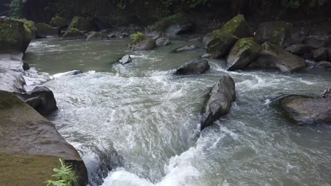 Fast Rapids Through Rocky Channel at Sumampan Stock Footage 342296832