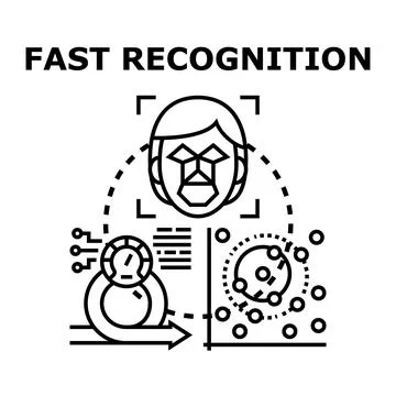 Fast recognition system analyzing biometric identity data Stock Illustration