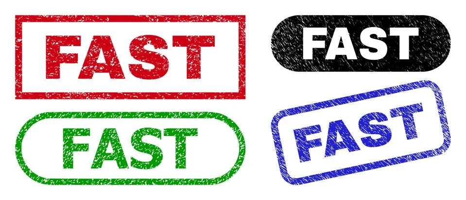 FAST Rectangle Stamp Seals with Corroded Style Stock Illustration