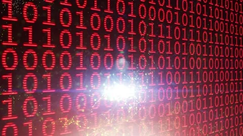 Fast red binary data code looped background Stock Footage 338304160