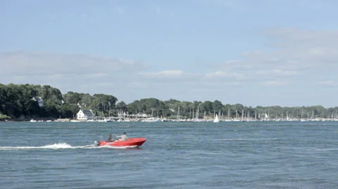 Fast Red Boat Stock Footage 28388404