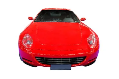 Fast red car front view isolated.jpg Foto stock