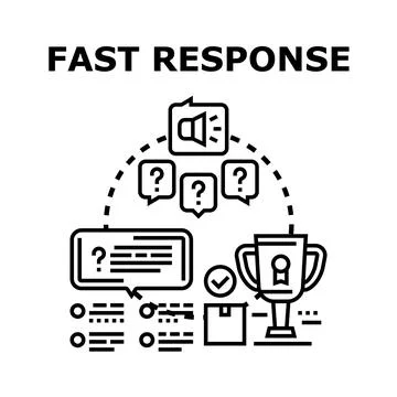 Fast response management resolving customer problems quickly Stock Illustration