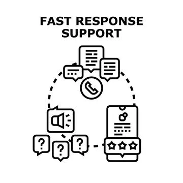 Fast response support providing customer service and problem solving Stock Illustration