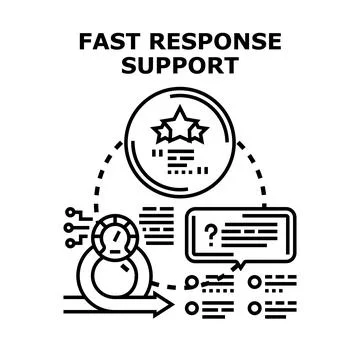 Fast response support providing customer service and quick problem solving Stock Illustration