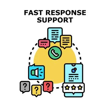 Fast response support providing customer service and problem solving Stock Illustration