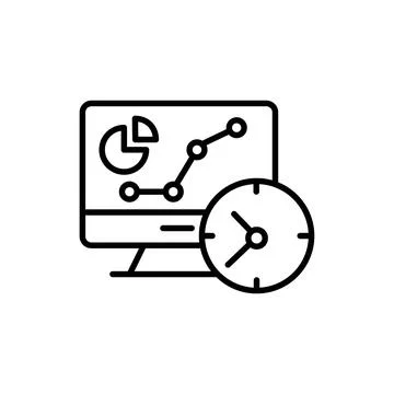 Fast results. Express analysis. Vector linear icon isolated on white backgrou Stock Illustration