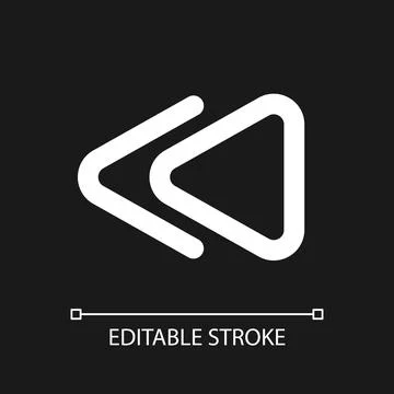 Fast reverse button pixel perfect white linear ui icon for dark theme Stock Illustration