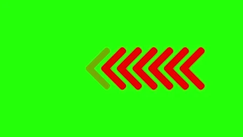 Fast rewind motion graphic with glowing red chevron arrows on green screen .. Stock Footage 333032392