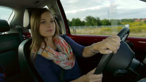 Fast right turn in a car Stock Footage 32232454