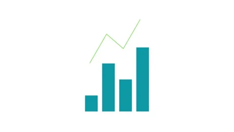 Fast Rising Bar Chart Animation Growth Trend Line Icon Stock Footage 344051827