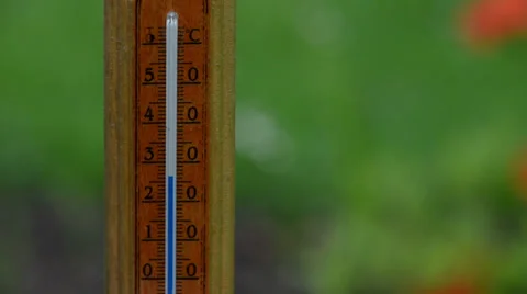 Wooden Thermometer Outside Temperature Stock Photo - Image of