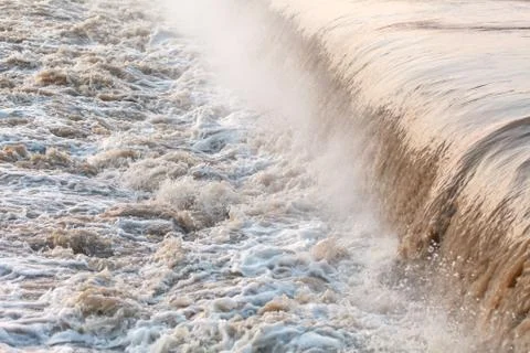 Fast river after the flood. Fotos Stock