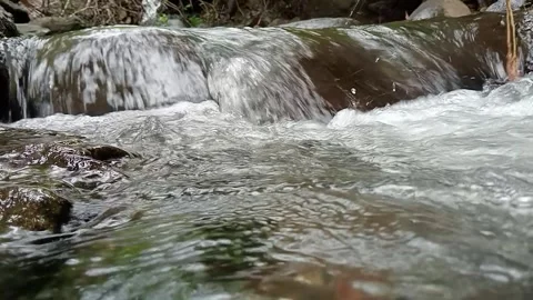 Fast River Current Flowing Over Rocks Stock Footage 329883503
