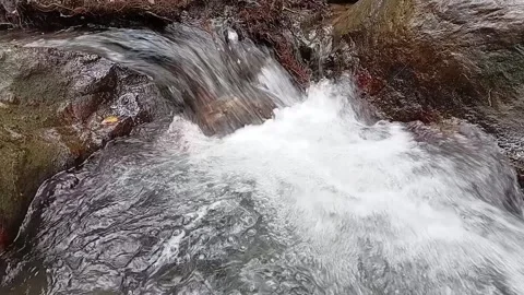 Fast River Stream Rushing Over Forest Rocks - Full HD Nature Landscape Video stock 329086213
