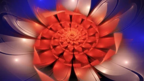 Fast rotating red shining abstract lotus flower Stock Footage 154186143