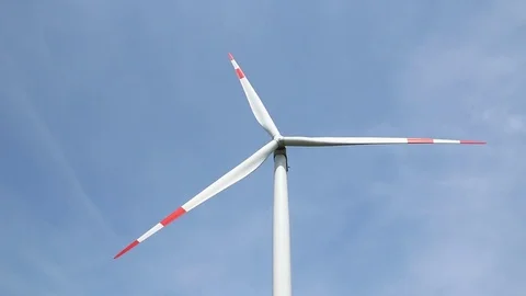 Fast rotating wind turbine Stock Footage 74591512