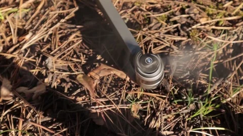 Fast rotation of the drone propeller on the ground Stock Footage 134336733