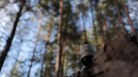 Fast rotation of the drone propeller on the ground Stock-Footage 134338146