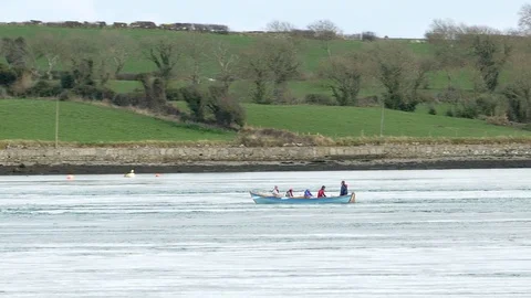 Fast Rowing with Estuary Tide Stock Footage 73170795