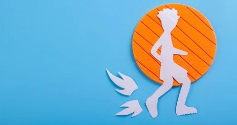 Fast runner character. Paper character run Stock Footage 116414021