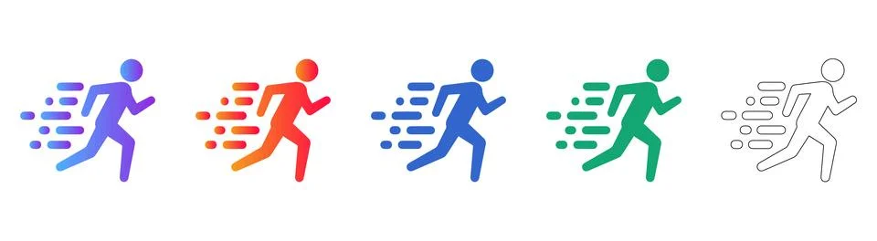 Fast Runner Speed Motion Icons Set Stock Illustration