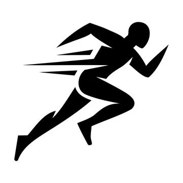 Fast Running Athlete Silhouette Vector Icon Stock Illustration