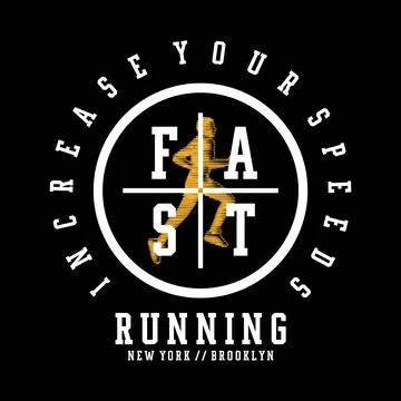Fast Running Athletic Badge Typography Stock Illustration
