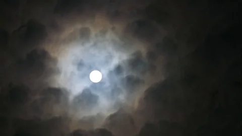 Fast running cloud in the sky with moon Stock Footage 84109929