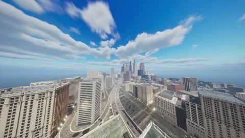 Fast running clouds cast a shadow over a large city, shot from a high altitude. Stock Footage 260406062