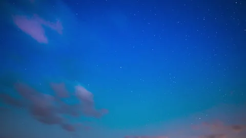 Fast Running Clouds Timelapse. Amazing Night Starry Sky Transition To Bold Stock Footage 278750359