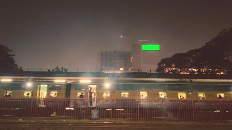 Fast Running Train Passing Tracks Stock Footage 321558246