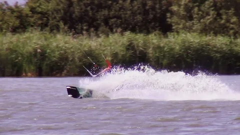 Fast sailing with kite board Video stock 118572018